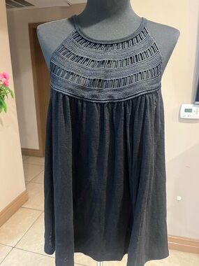 Old Navy Black Sleeveless Tunic with Crochet Detail